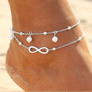 Adorable infinity double layer ankle bracelet